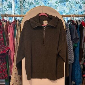 Aerie Olive Green Half-Zip Sweater